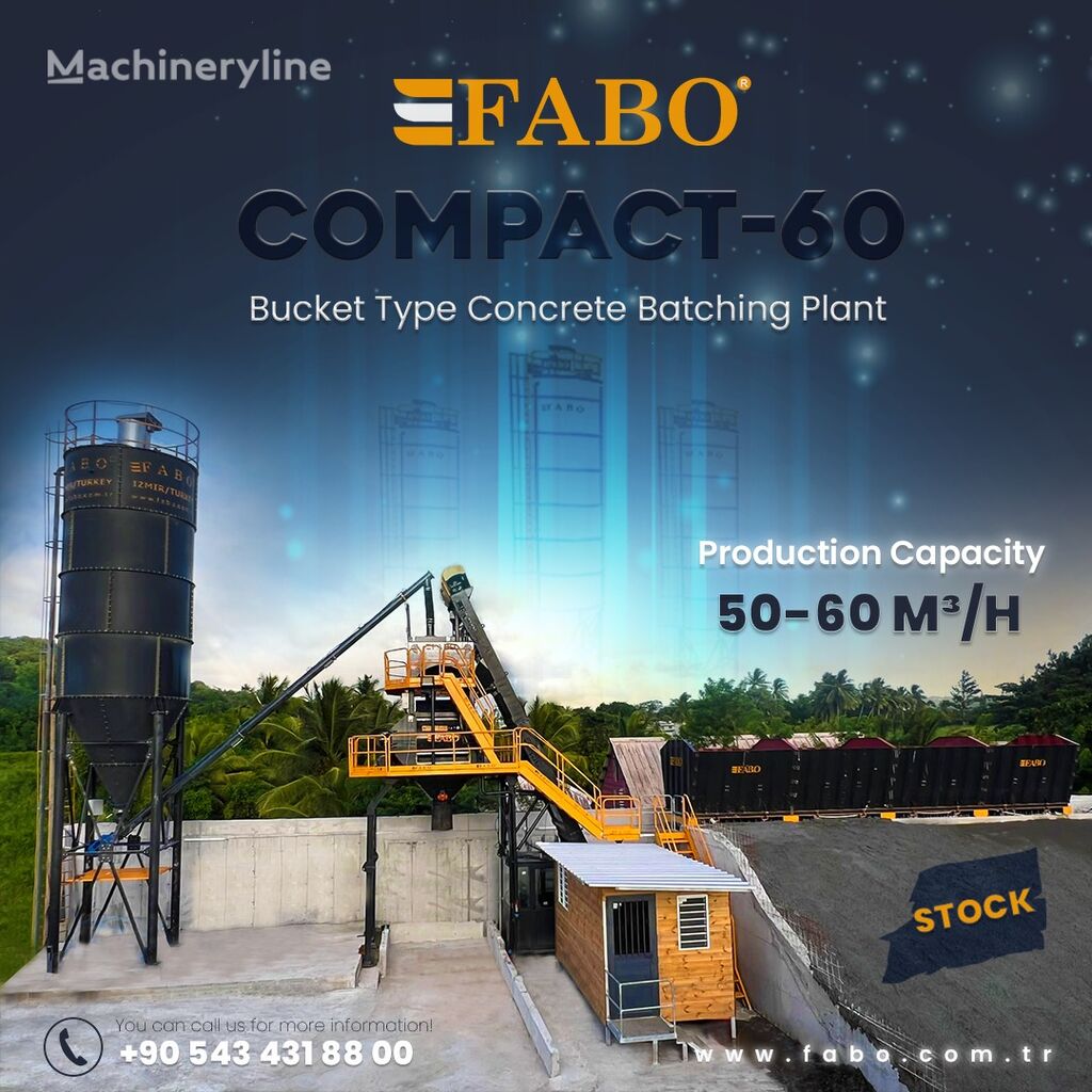 uus betoonitehas FABO SKIP SYSTEM CONCRETE BATCHING PLANT | 60m3/h Capacity | STOCK